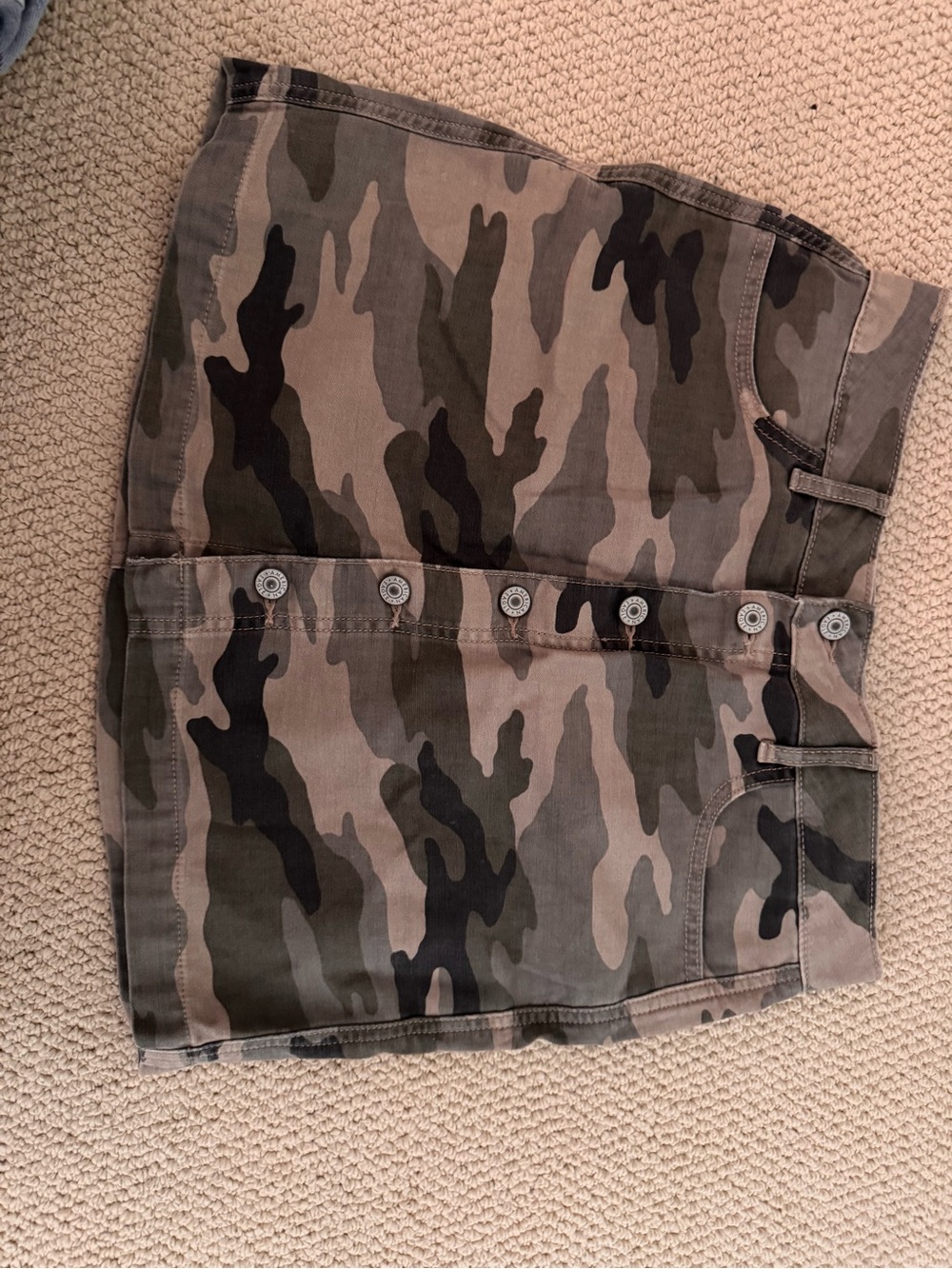 American Eagle Outfitters Olive Camo Hi-Rise A-Line Skirt